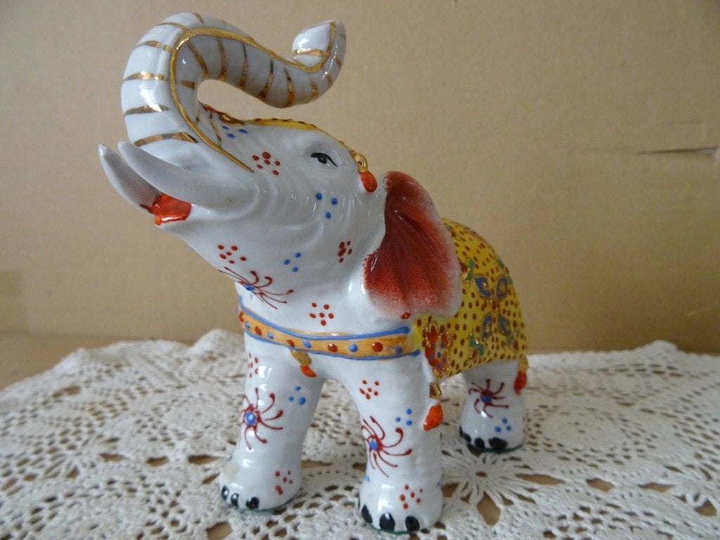Verguld beeld olifant Rajasthani olifant India vintage13cm, Ophalen of Verzenden