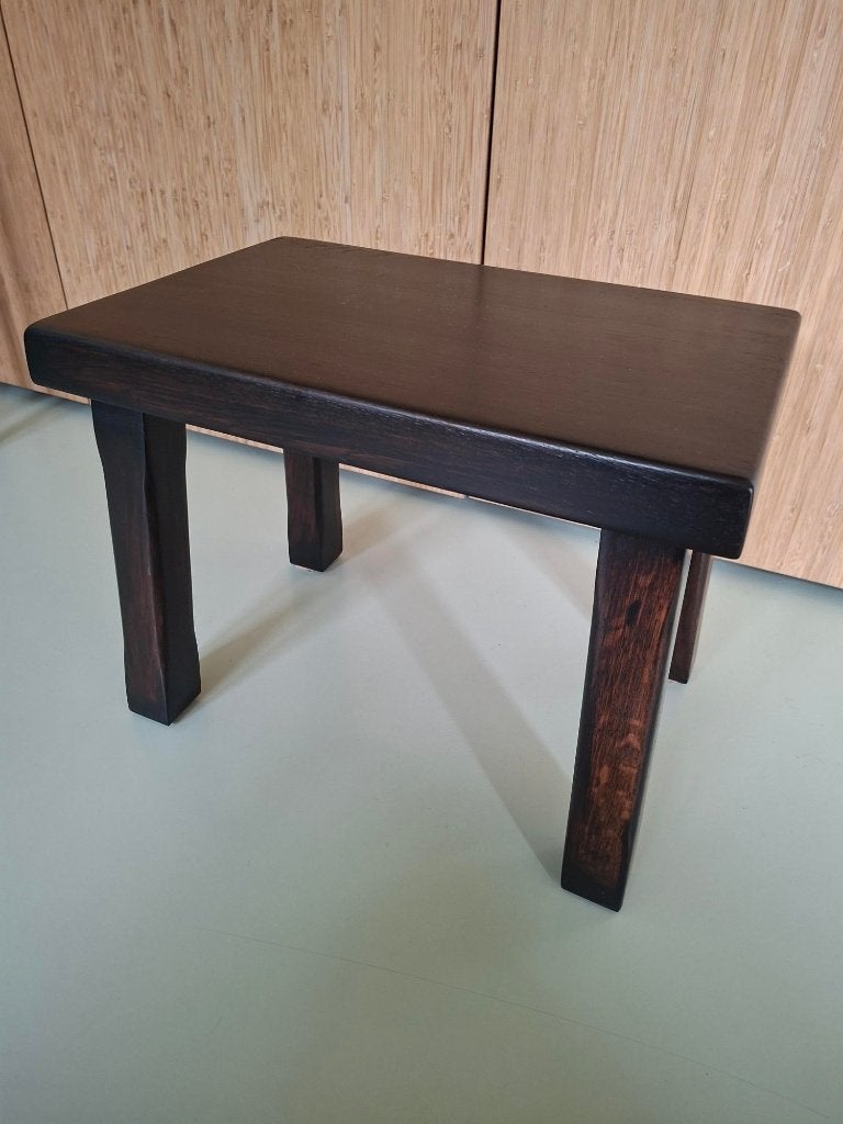 donker vintage bijzettafel salontafeltje brutalist design, Ophalen of Verzenden