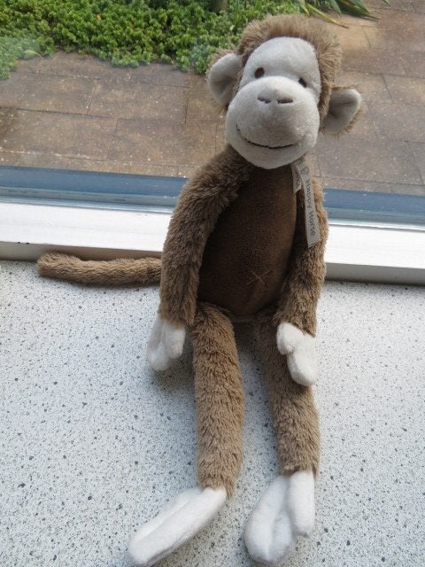 Aap Monkey merk Happy Horse bruin meet ca 42 cm, Ophalen of Verzenden, Zo goed als nieuw, Middelgroot (20 tot 80 cm), Bruin