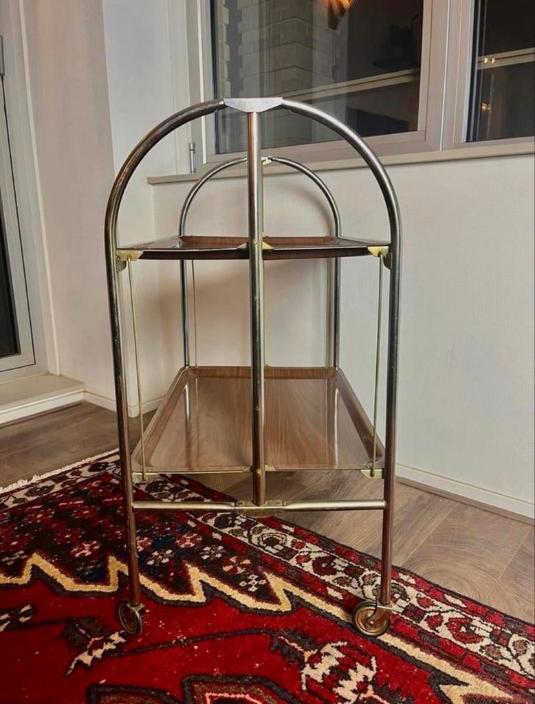 Vintage barcart drankkar Serveerwagen / Trolley, Ophalen, Zo goed als nieuw, Inklapbaar