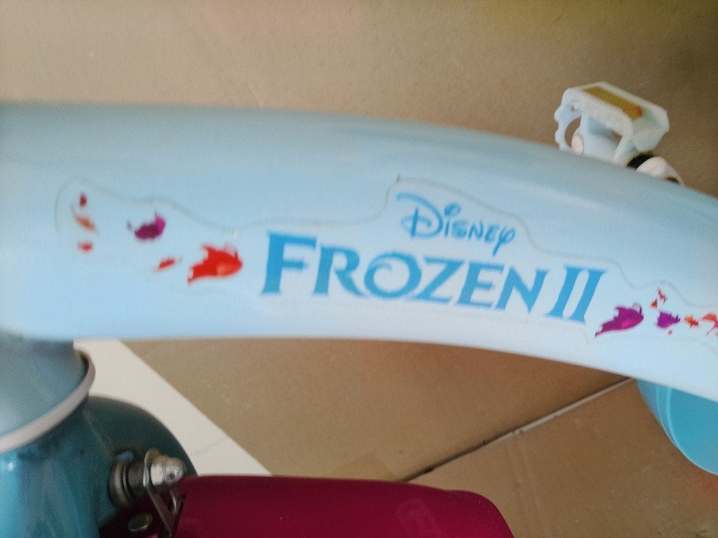 Disney Frozen II kinderfiets meisjes 12 inch met zijwieltjes, Overige merken, Terugtraprem, Zijwieltjes, Gebruikt