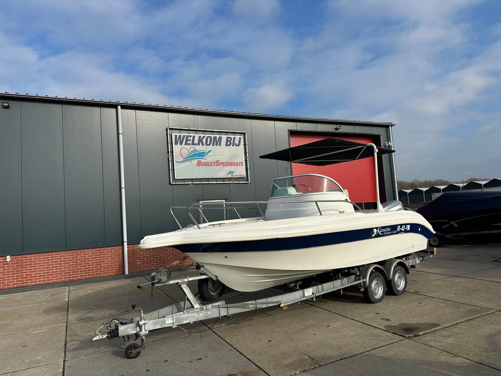 Kamarina 630 Sport Cabin met Honda 150 PK Kalf trailer, 70 pk of meer, Gebruikt, Ophalen of Verzenden, Buitenboordmotor