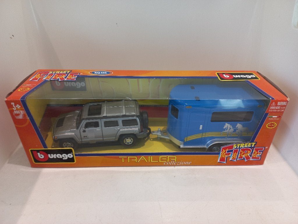 Hummer met trailer Bburago 1:32 modelauto 129, Hobby en Vrije tijd, Modelauto's | 1:32, Ophalen of Verzenden, Nieuw, Auto, Overige merken