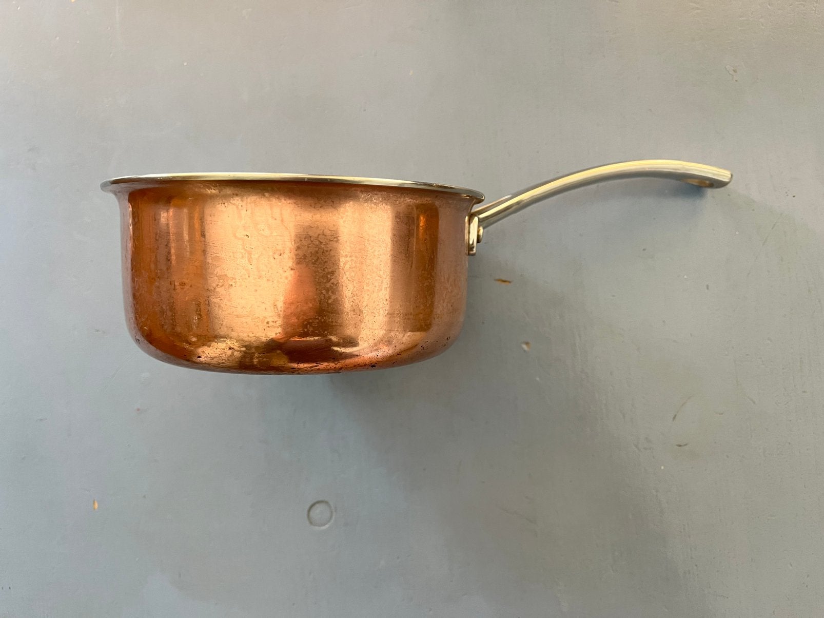Koperen steelpan, Ophalen of Verzenden, Gebruikt, Rvs