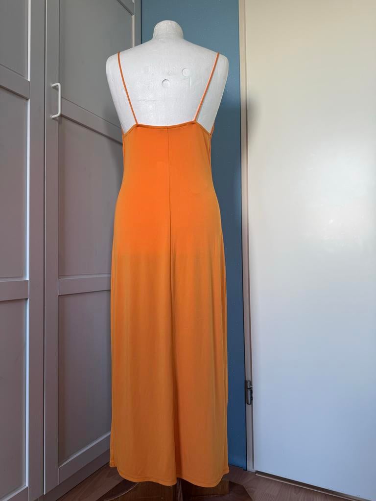 Zara Oranje Maxi Jurk met Spaghettibandjes - Maat M, Maat 38/40 (M), Nieuw, Oranje, Ophalen of Verzenden
