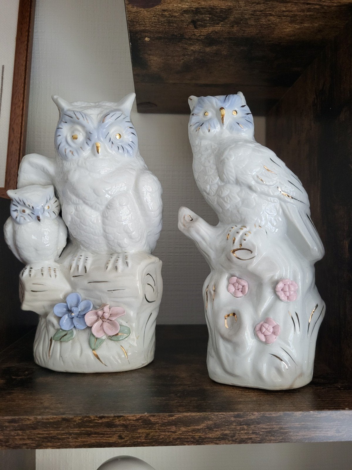 Vintage Beelden Uilen - Decoratieve Keramische Uilen Set, Huis en Inrichting, Vintage, Gebruikt, Ophalen of Verzenden, Wit
