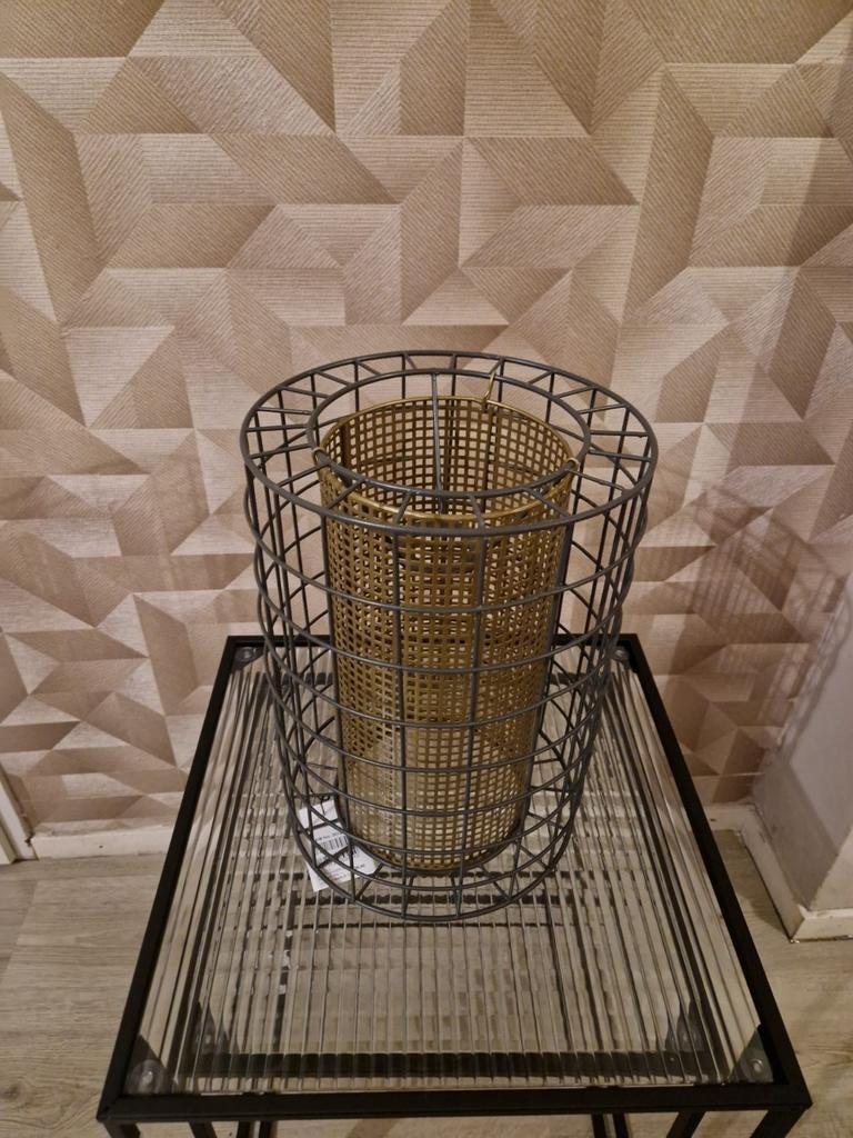 Lampenkap nieuw in doos 35 cm zwart metaal met goud, 25 tot 50 cm, Zwart, Rond, Nieuw