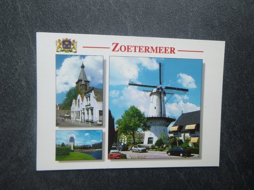 Zoetermeer, molen/auto, Verzamelen, Ansichtkaarten | Nederland, Verzenden, 1980 tot heden, Ongelopen, Zuid-Holland