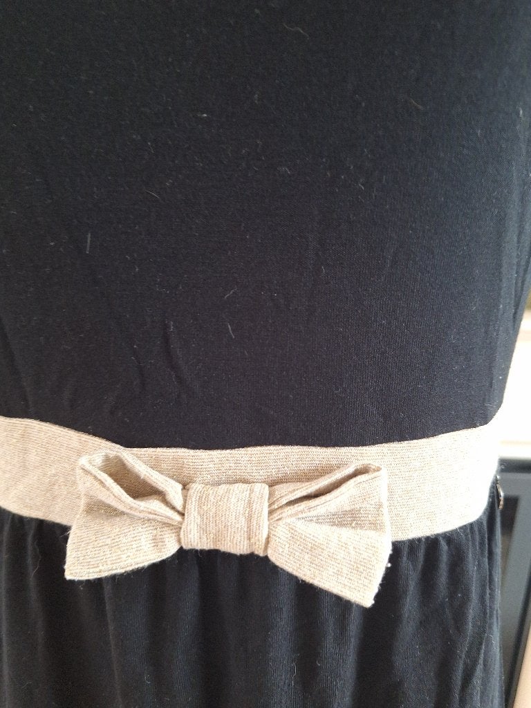 Alanred zwart jurkje met beige glitter strik detail L, Verzenden, Zwart, Maat 42/44 (L), Alanred