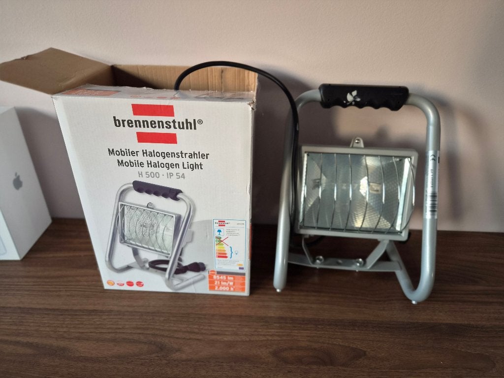 Halogene  Brennenstuhl Bouwlamp Halogeenstraler looplamp, Ophalen of Verzenden, Zo goed als nieuw, 500 watt of meer, Lamp