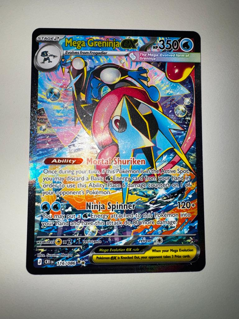 Mega Greninja EX 116/086 (Chaos rising), Hobby en Vrije tijd, Verzamelkaartspellen | Pokémon, Zo goed als nieuw, Losse kaart, Foil