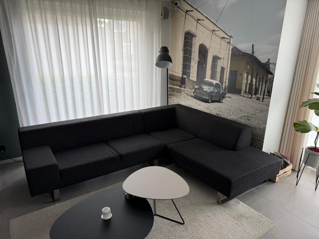 Donkergrijze hoekbank Goossens Wonen, Ophalen, Gebruikt, Stof