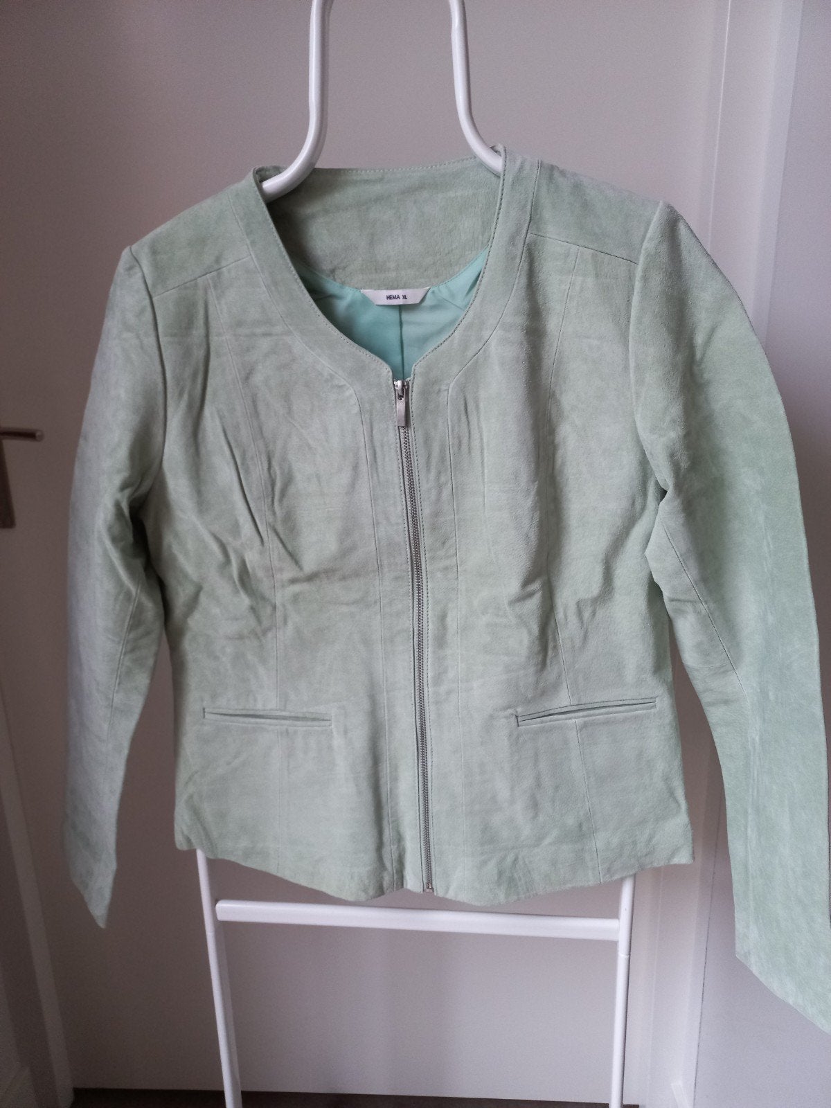 nieuw gevoerd leren jasje maat XL, lichtgroen, Hema, Kleding | Dames, Ophalen of Verzenden, Nieuw, Maat 46/48 (XL) of groter, Groen