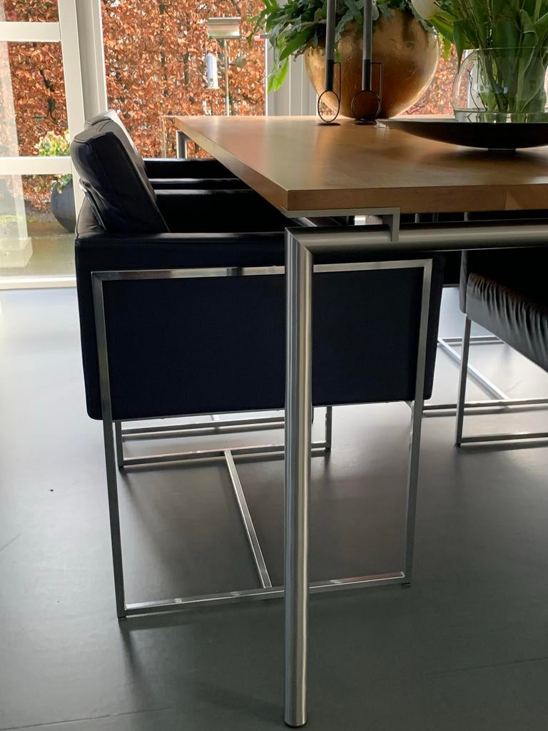 4 Harvink eetkamerstoelen leer., Huis en Inrichting, Stoelen, Ophalen, Blauw, Leer, Zo goed als nieuw