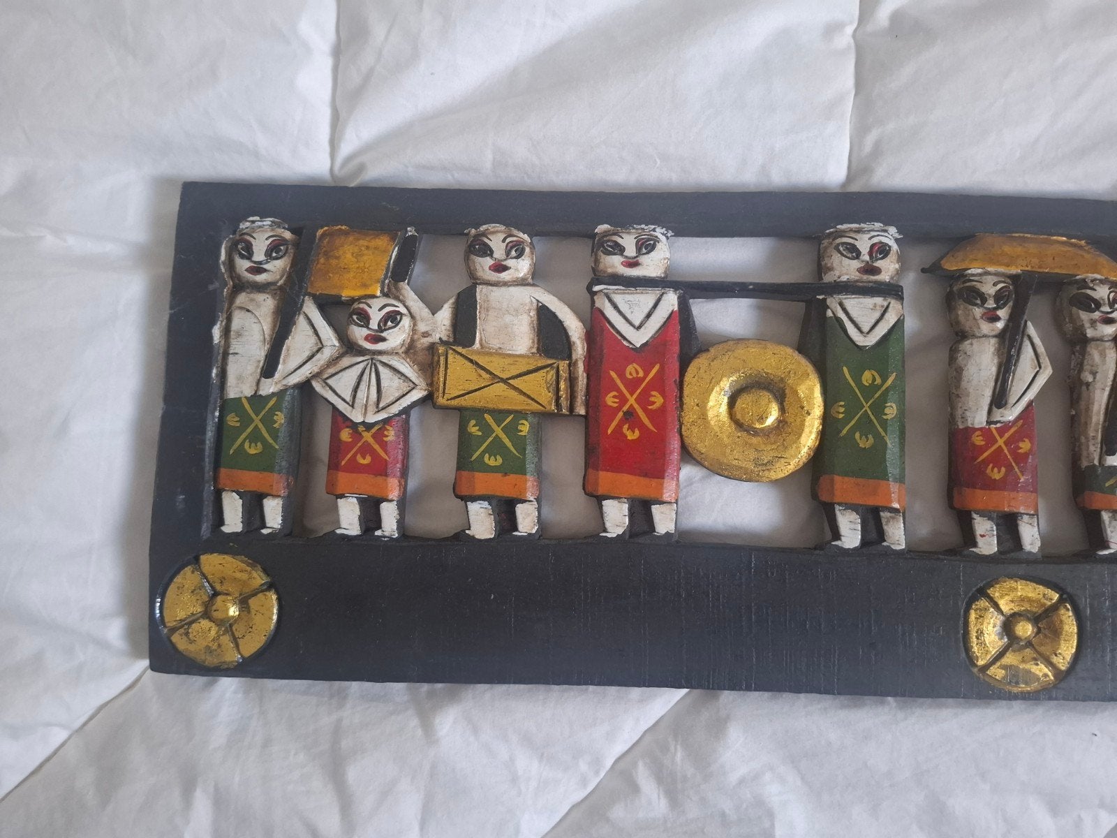 Traditioneel handgemaakt Balinees houten wandpaneel 98 x 19, Antiek en Kunst, Ophalen, Hout