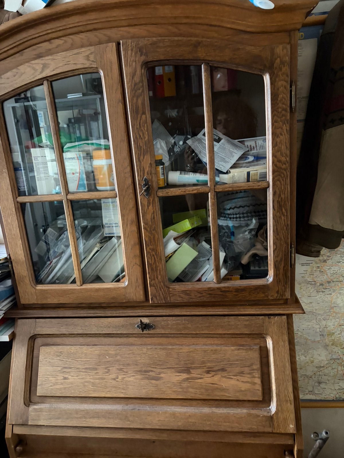 Antieke kast secretaris secretaire eiken, Huis en Inrichting, Kasten | Secretaires, Ophalen, Gebruikt