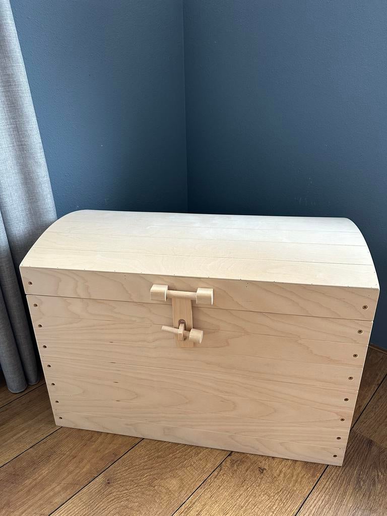 Onbewerkte Houten Schatkist XL, Huis en Inrichting, Woonaccessoires | Kisten, Ophalen, Minder dan 50 cm, 50 tot 100 cm, Zo goed als nieuw