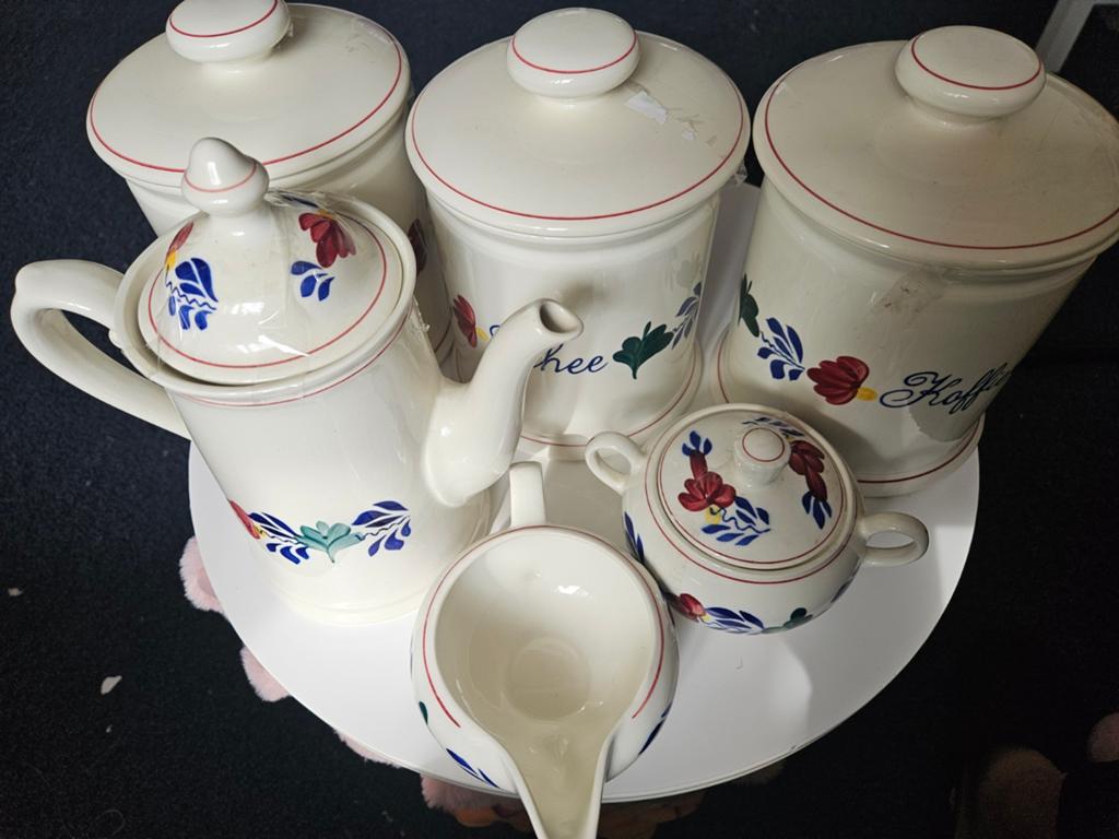 Boerenbont service suikerpot theepot en koffiemelk kannetje, Ophalen