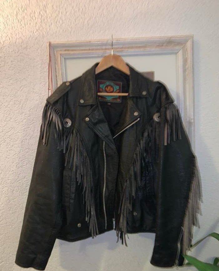 Vintage Gringo Leren Jas met Franjes en Indiaan Reliëf, Ophalen of Verzenden, Tweedehands, Jas | leer