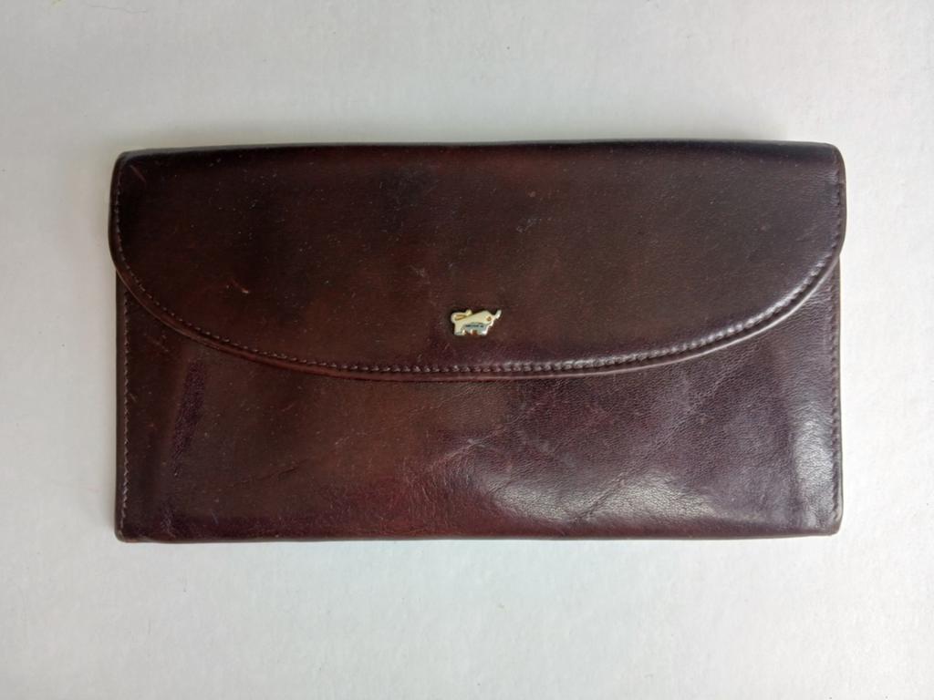 Braun buffel wijnrood bruin burgundy bordo portmonee vintage, Overige merken, Gebruikt, Bruin, Verzenden