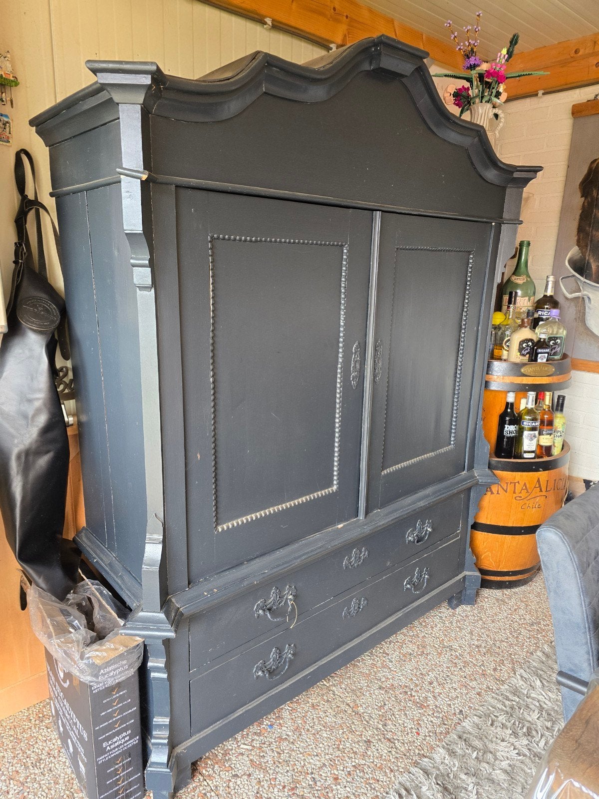 Antieke Biedermeier Kast - Zwart, Ophalen