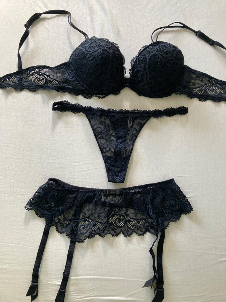 Simone Pérèle Lingerie Set: BH, String & Jarretelgordel, Verzenden, Zwart, Setje