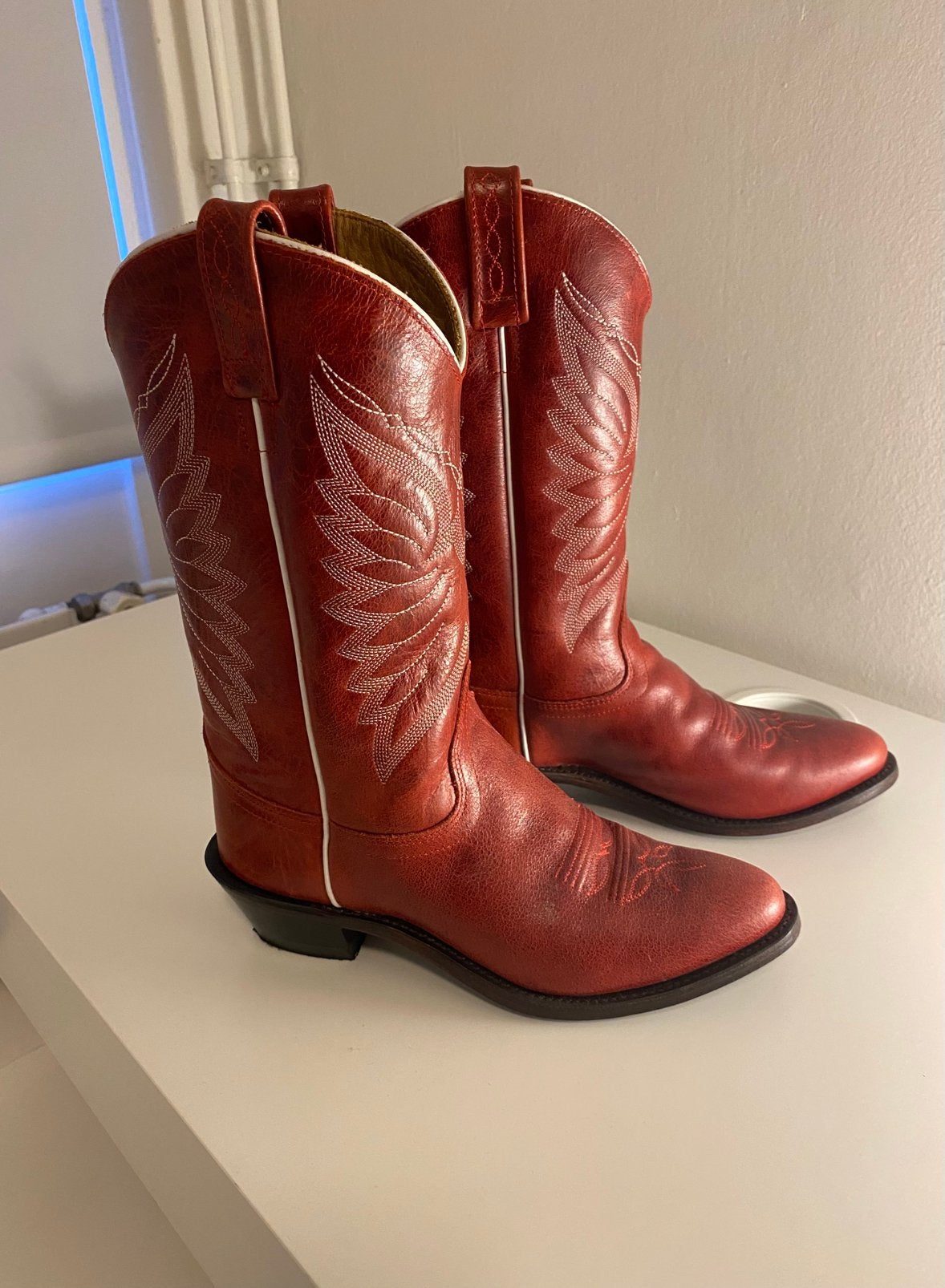 Cowboylaarzen dames rood leer maat 39, Kleding | Dames, Schoenen, Ophalen of Verzenden, Zo goed als nieuw, Rood