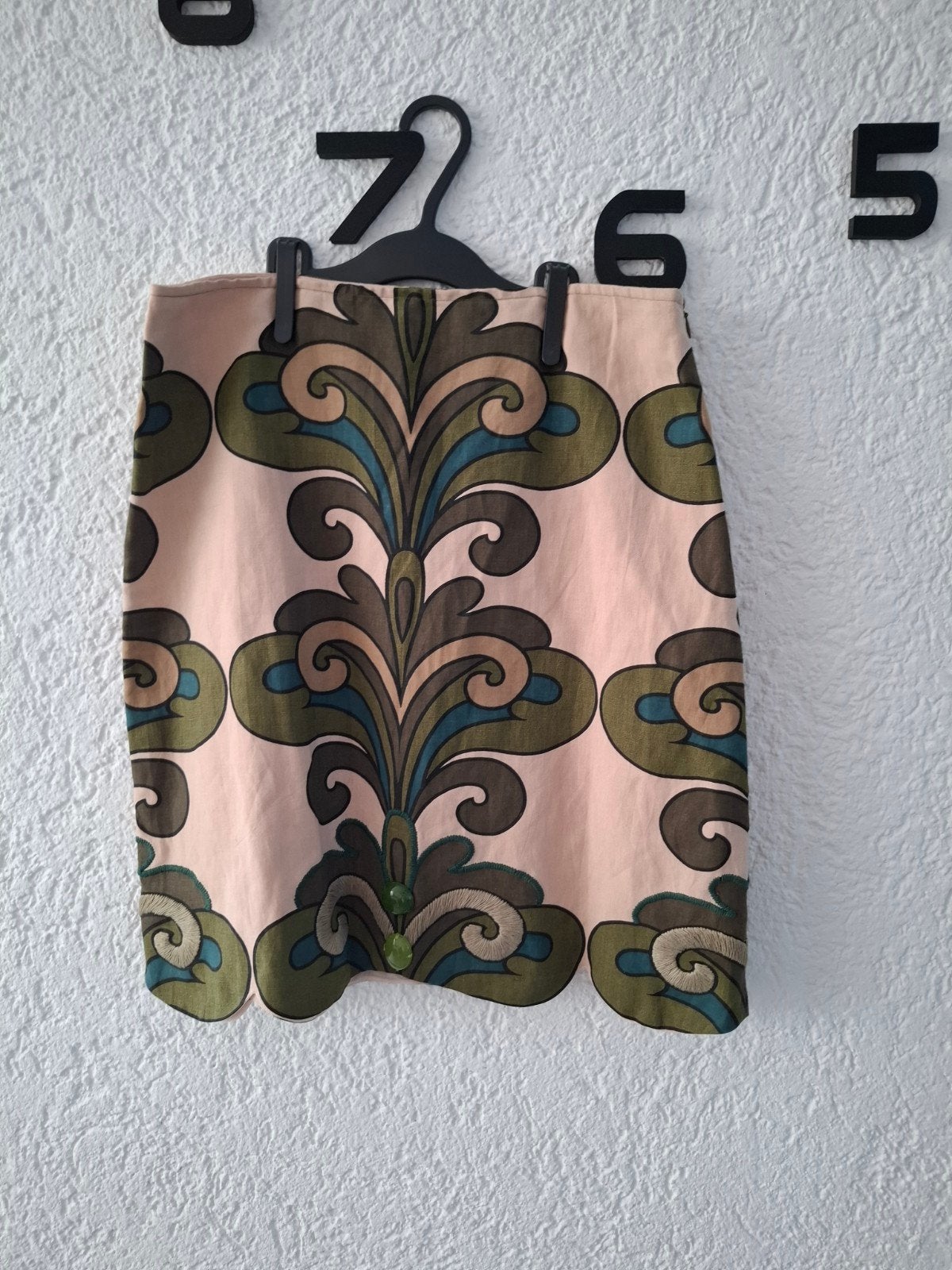 Maliparmi rok met geborduurd patroon, maat L, Kleding | Dames, Ophalen of Verzenden, Zo goed als nieuw, Maat 42/44 (L), Boven de knie