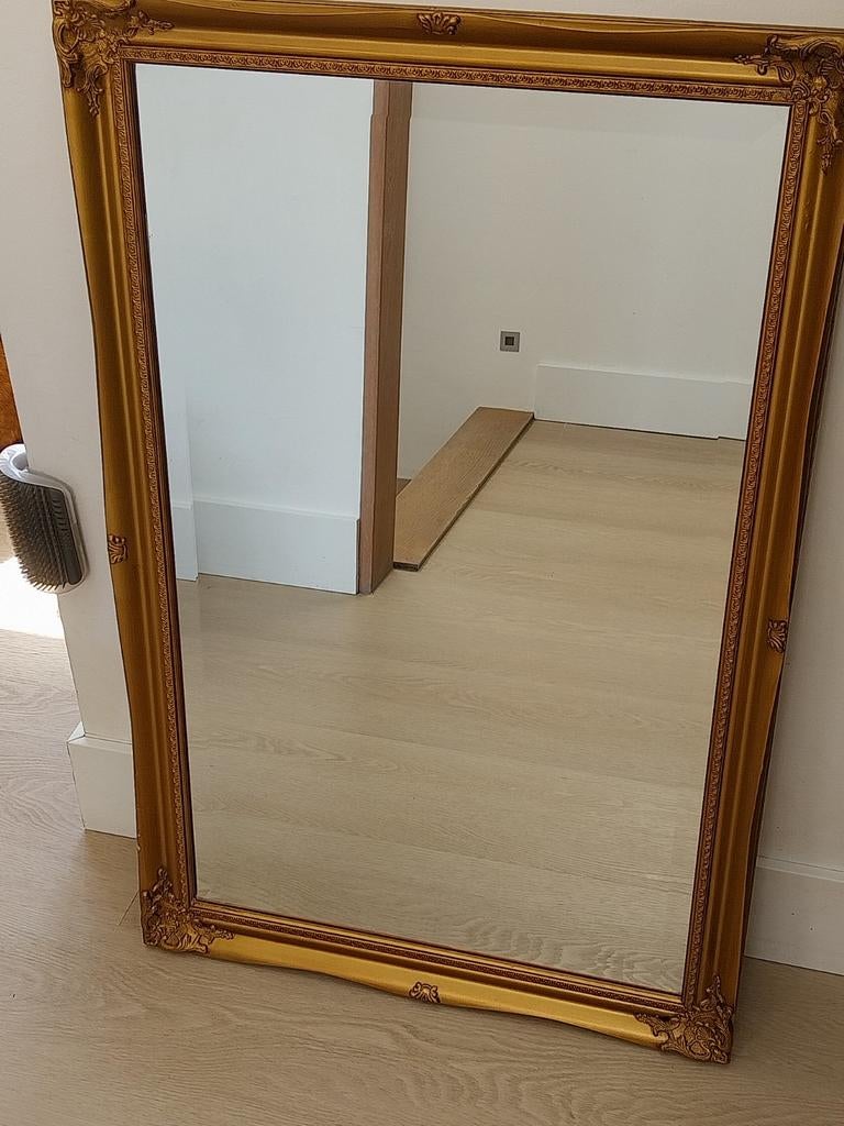Grote Gouden Spiegel met Barok Frame, Huis en Inrichting, Woonaccessoires | Spiegels, Ophalen, Gebruikt, Minder dan 100 cm, Rechthoekig