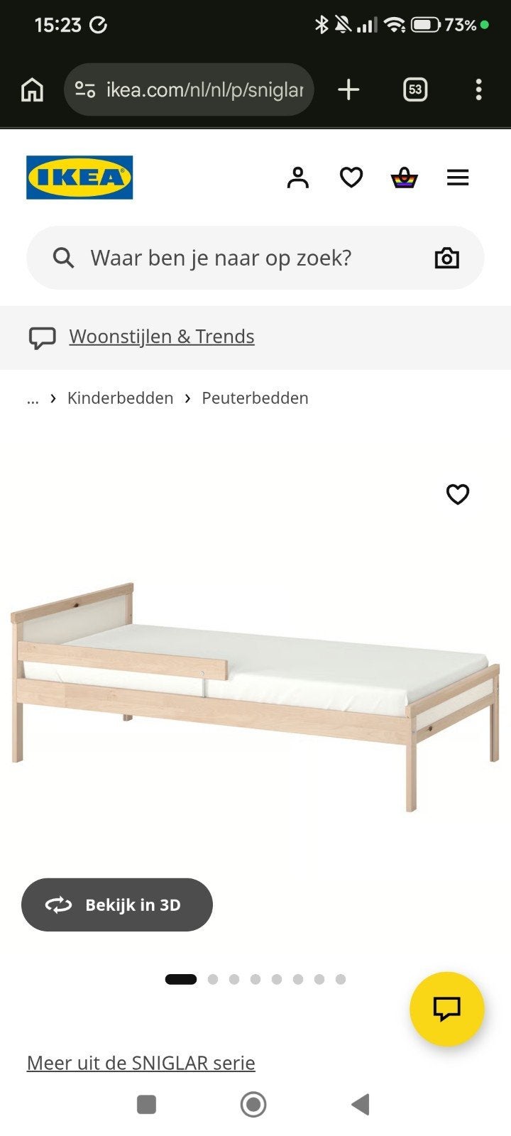 IKEA SNIGLAR Peuterbed - Nieuwstaat, compleet, Kinderen en Baby's, Nieuw, 70 tot 85 cm, 140 tot 160 cm, Ophalen