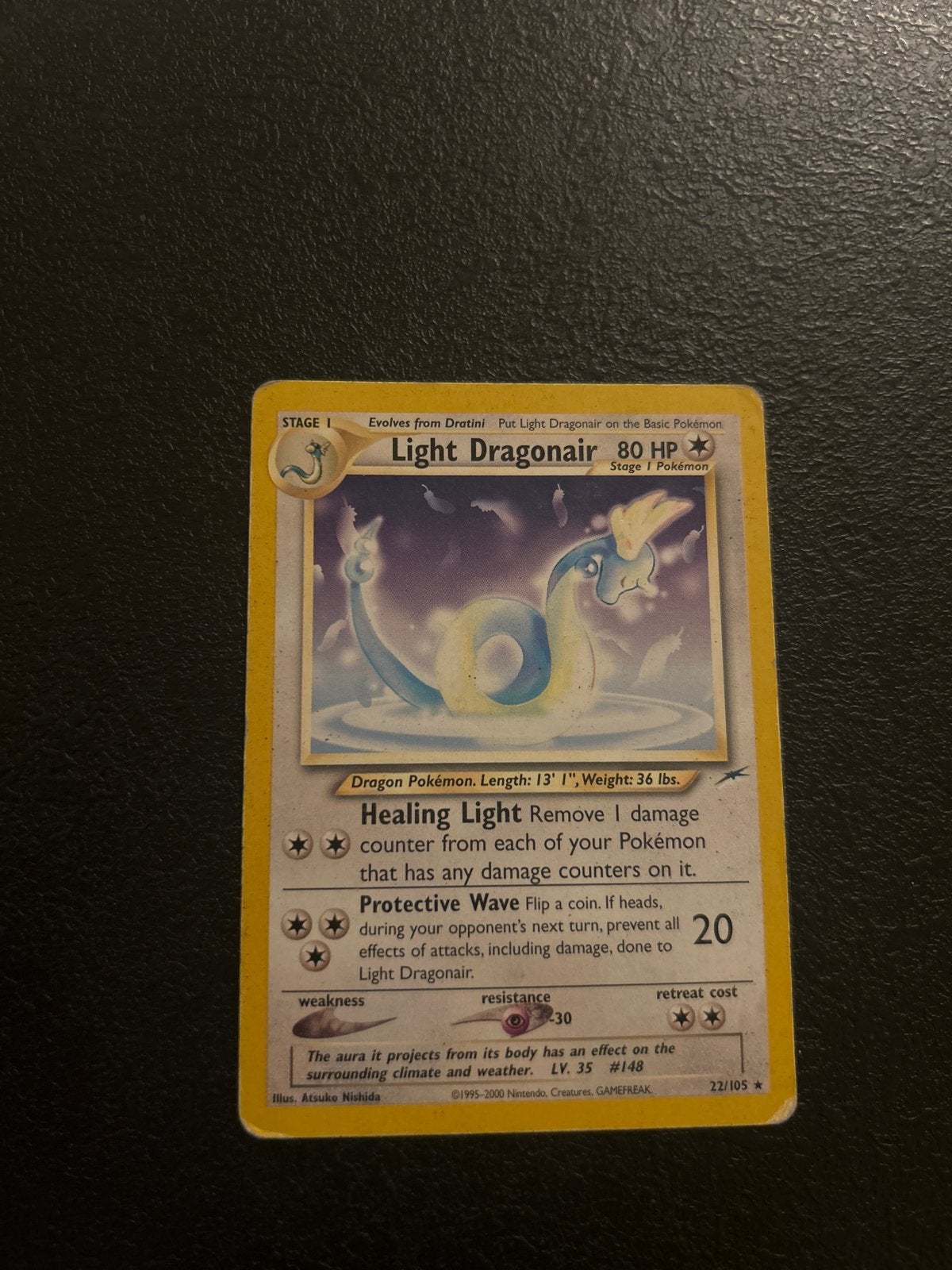 Pokemon Light Dragonair 22/105 Neo Destiny Kaart, Hobby en Vrije tijd, Ophalen of Verzenden, Gebruikt, Losse kaart