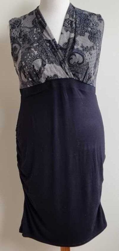 Ripe stretchy zwarte jurk met kant print mt. XL, Zwart, Maat 46/48 (XL) of groter, Ophalen of Verzenden, Zo goed als nieuw