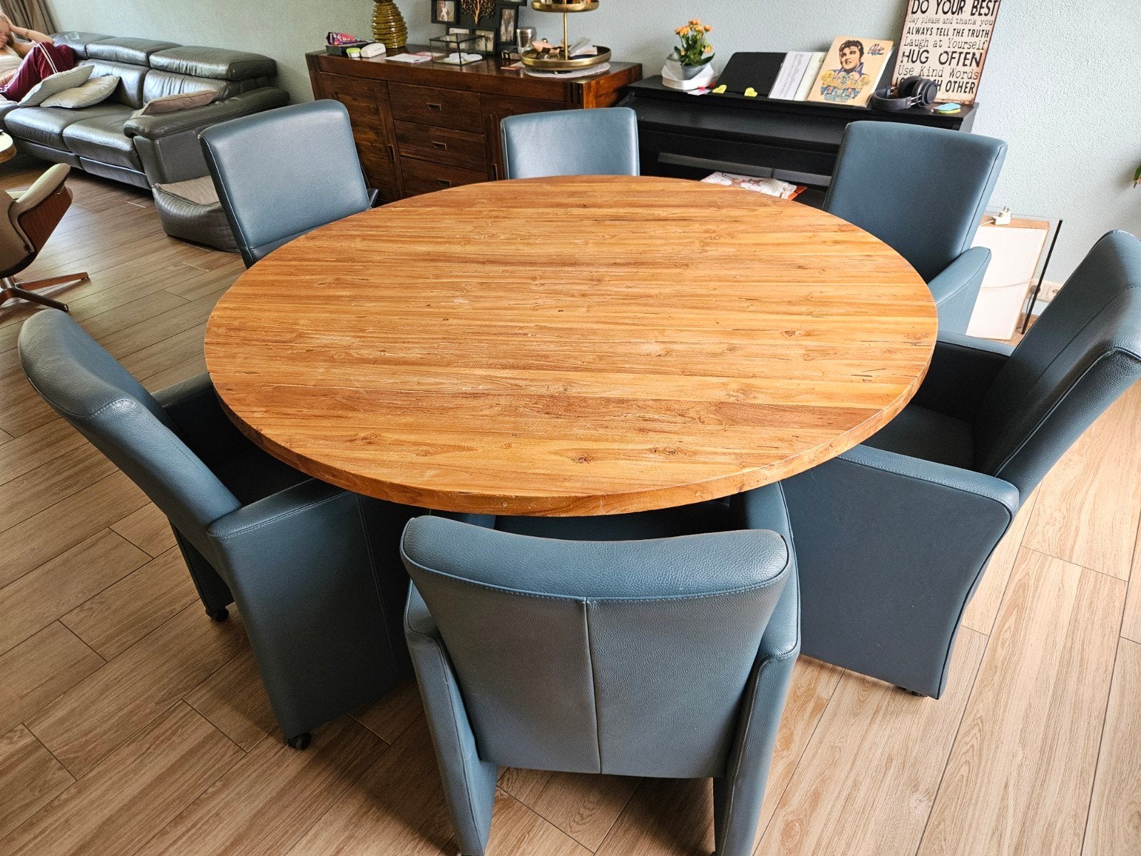 6 Eetkamerstoelen met verstelbare rugleuning, Huis en Inrichting, Stoelen, Ophalen, Gebruikt, Overige kleuren, Leer