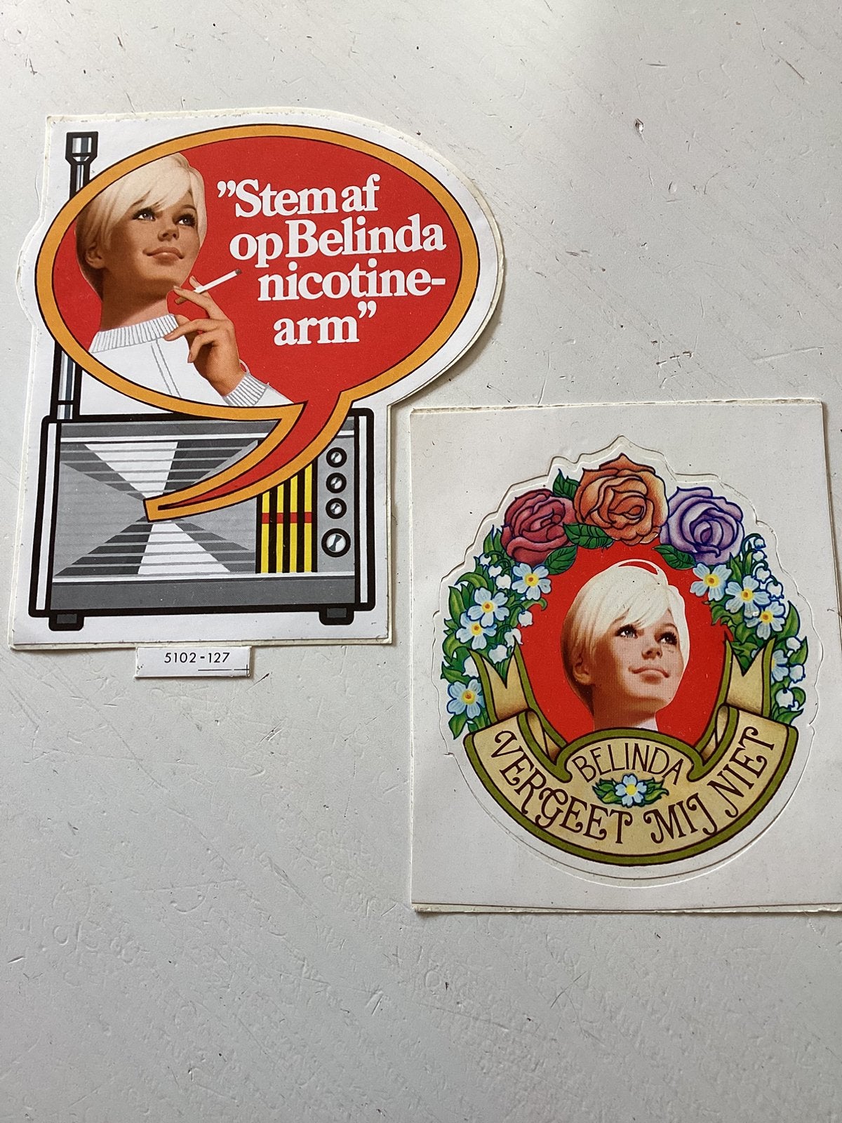 2 stickers Belinda (sigaretten), Verzenden, Zo goed als nieuw, Merk