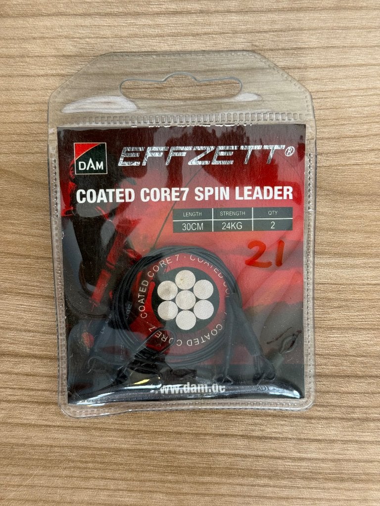 DAM Effzett Coated Core7 Spin Leaders – 2 stuks, Werphengel, Nieuw, Ophalen of Verzenden, E