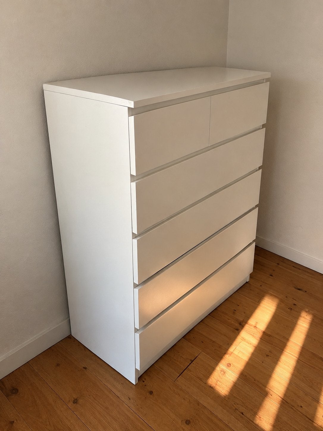 Witte malm ladekast ikea hoog 6 lades, Ophalen, Gebruikt, 5 laden of meer, 100 tot 150 cm