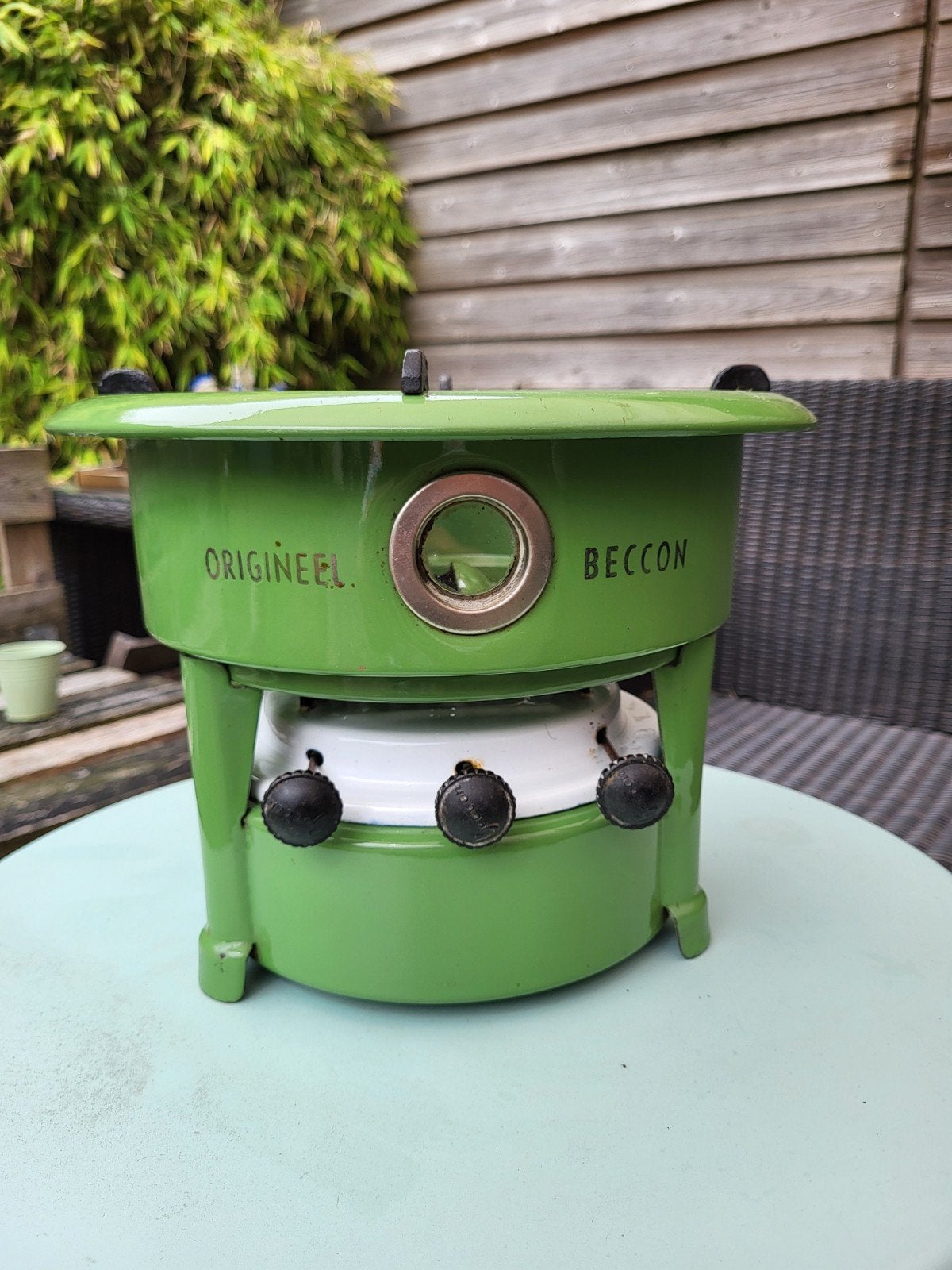 Origineel Beccon Petroleumstel - Groen Emaille, Ophalen of Verzenden