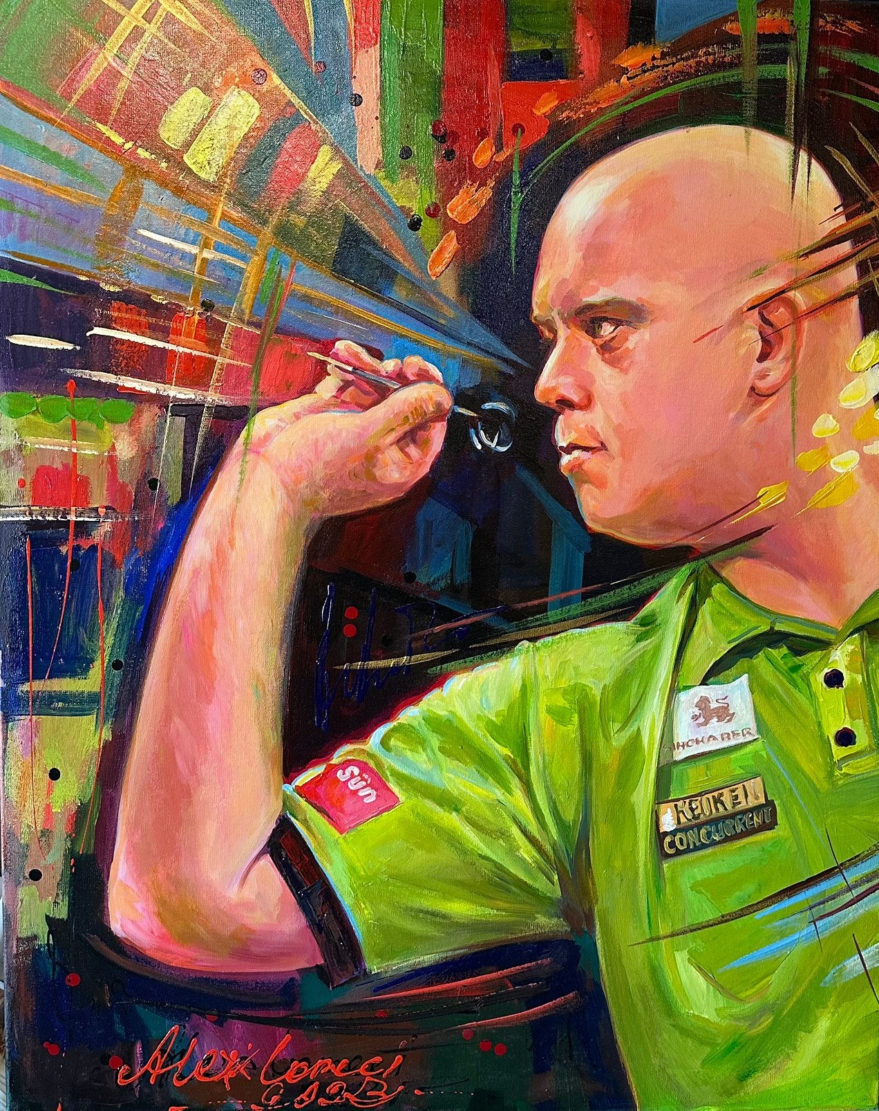 Alex L- Michael van Gerwen- Handgeschilderd (100%)- XXL, 7556LR, Overige typen, Nieuw, Ophalen of Verzenden