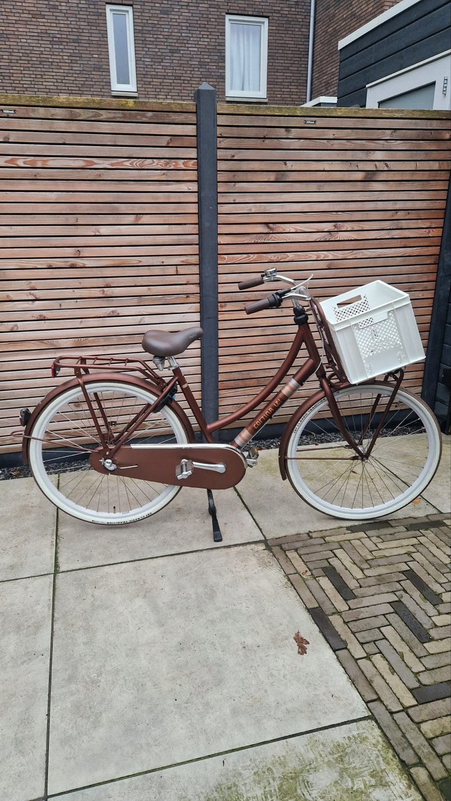 Cortina Transportfiets Dames - Bruin met krat, Versnellingen, Trommelrem, Ophalen, Overige merken
