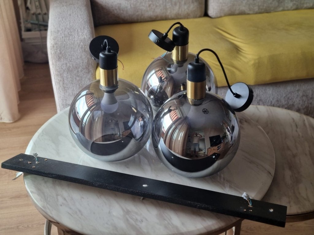 Lucide hanglampen met spiegelglas, Huis en Inrichting, Lampen | Hanglampen, Ophalen, Gebruikt, E27 (groot), Glas