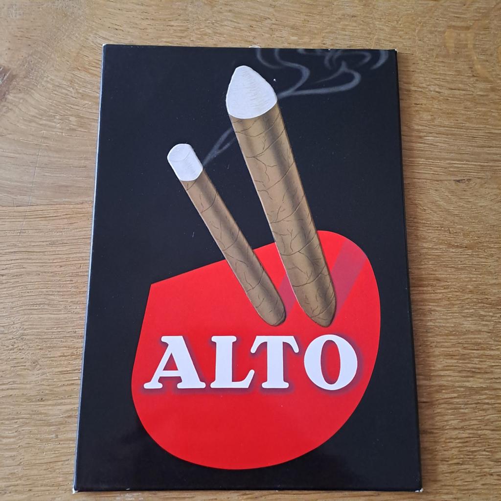 Alto sigaren reclamebord 28x20cm, Verzamelen, Ophalen of Verzenden, Reclamebord