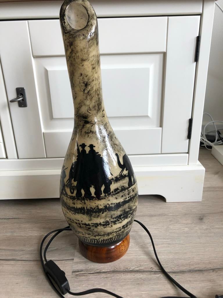 Unieke handgemaakte lamp met Afrikaanse safari print, Ophalen of Verzenden, Zo goed als nieuw