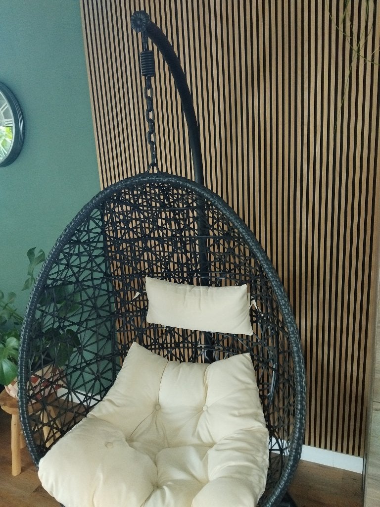 Hang swing stoel, Ophalen, Roomwitte kussens, Zwart, Overige materialen