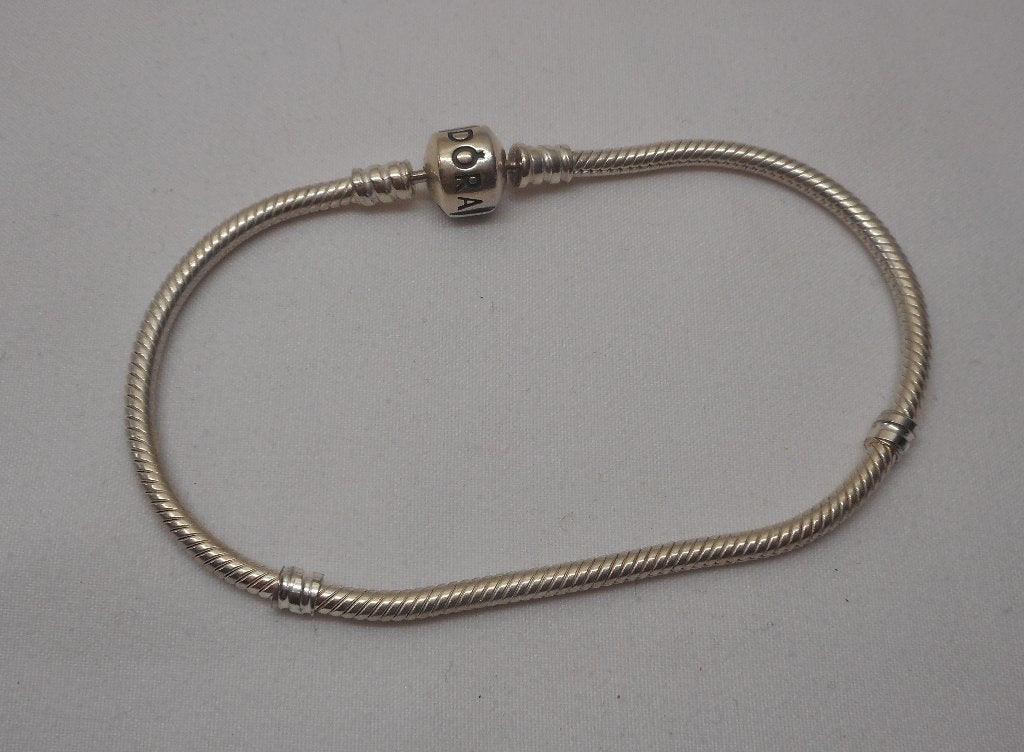 Pandora zilveren armband met bol slot 19 cm nr.240, Verzenden, Zo goed als nieuw, Zilver, Zilver