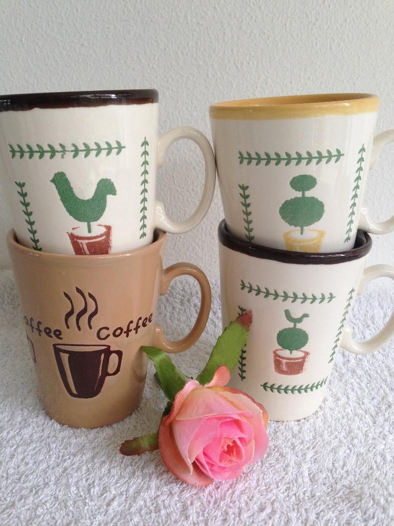 🪴4 JUST MUGS Koffie/Thee Mokken/ Bekers/Kopjes., Huis en Inrichting, Keuken | Servies, Ophalen of Verzenden, Zo goed als nieuw