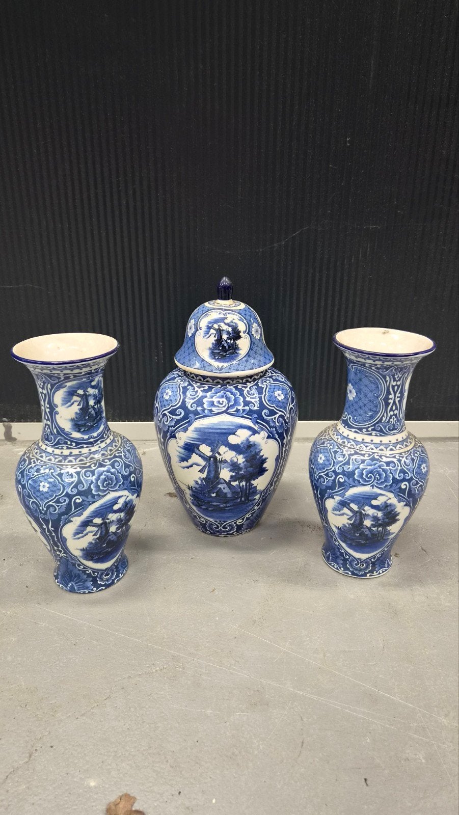 Prachtige Delfts Blauwe Vazen en Pot - Set van 3, Antiek en Kunst, Ophalen