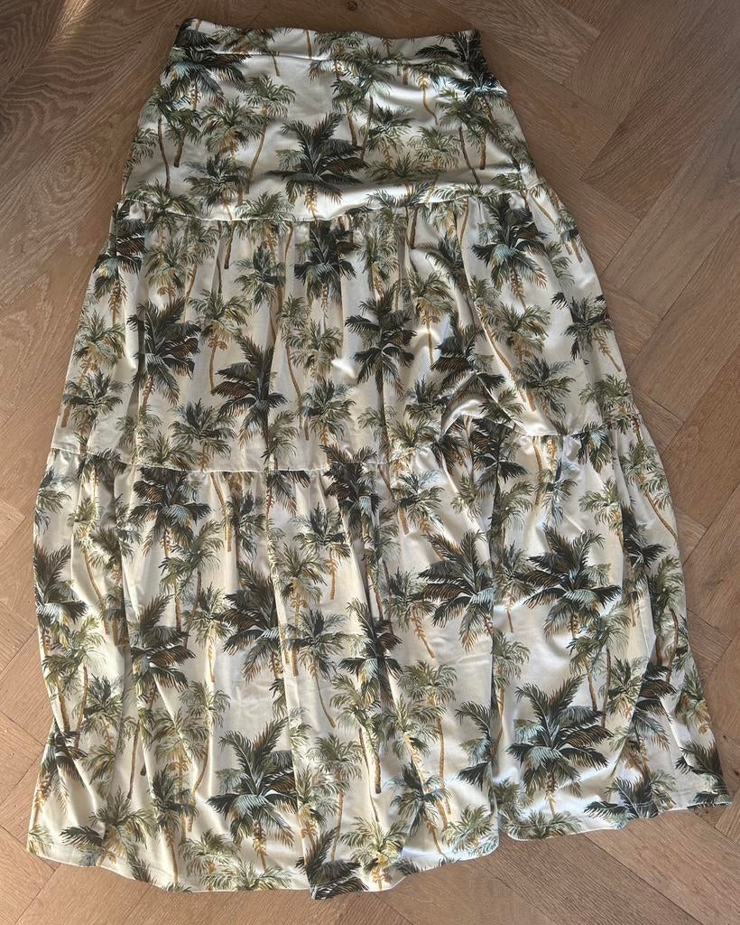 K-Design dames maxi rok met tropische print maat M, Maat 38/40 (M), Beige, Ophalen of Verzenden, Zo goed als nieuw