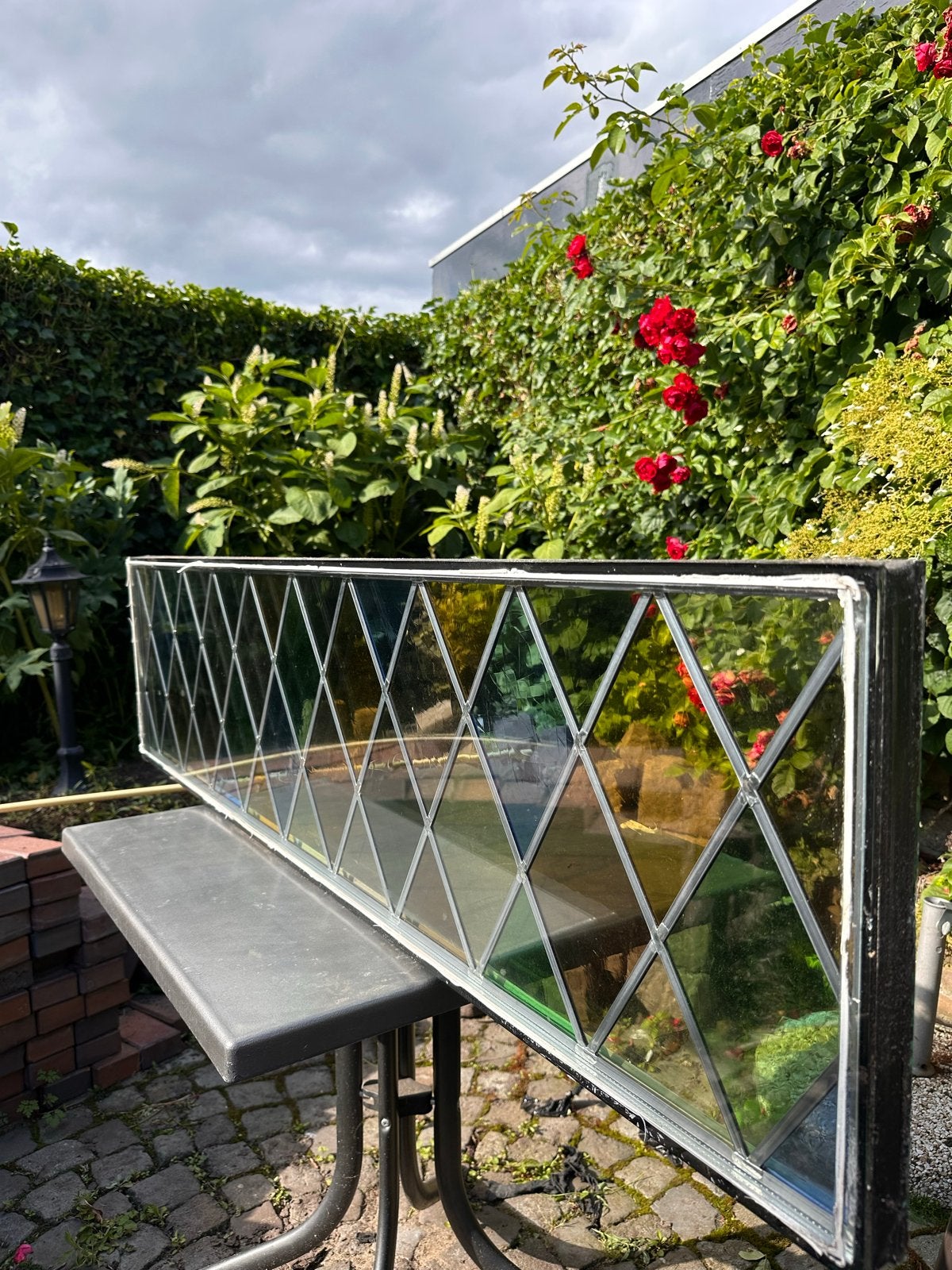 Horizontaal glas in lood raam met Thermopane glas, Doe-het-zelf en Verbouw, Glas en Ramen, Ophalen, Gevelraam of Ruit, Gebruikt