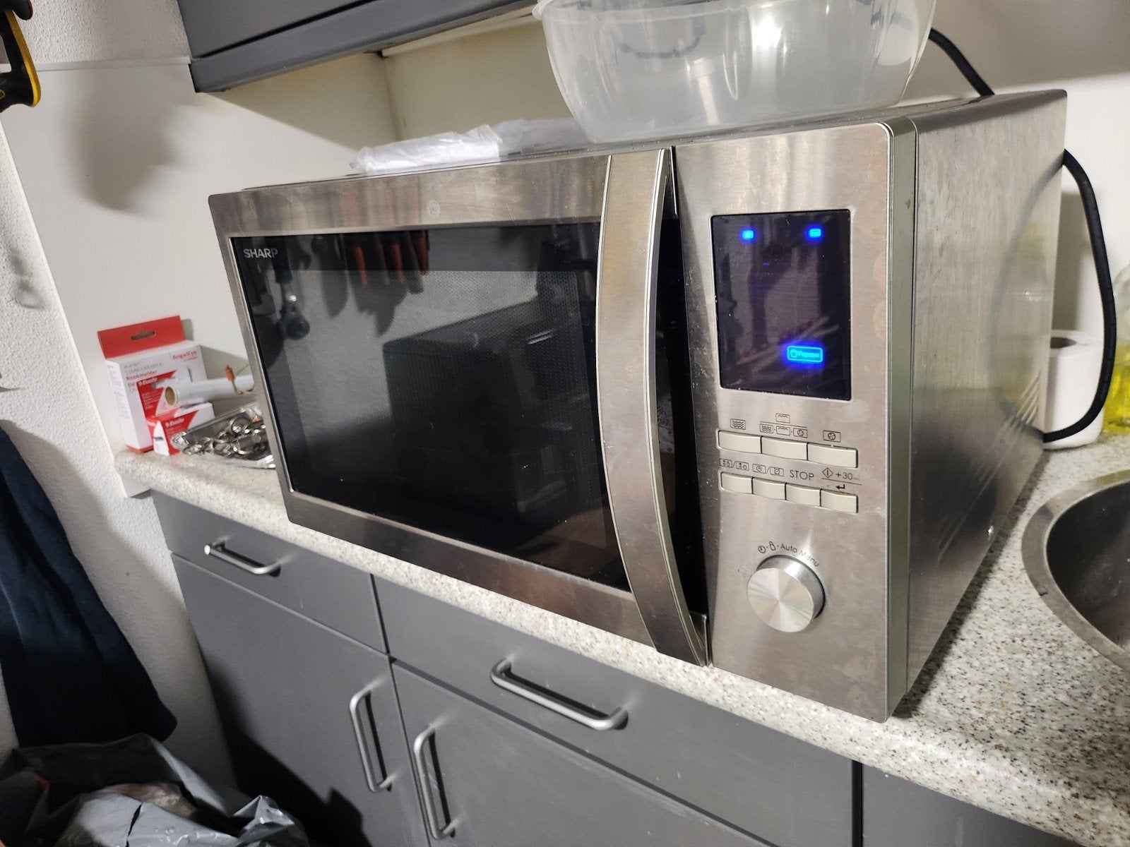 Sharp R-982STWE Combimagnetron - Zilver, 1000W, Ophalen of Verzenden, Gebruikt