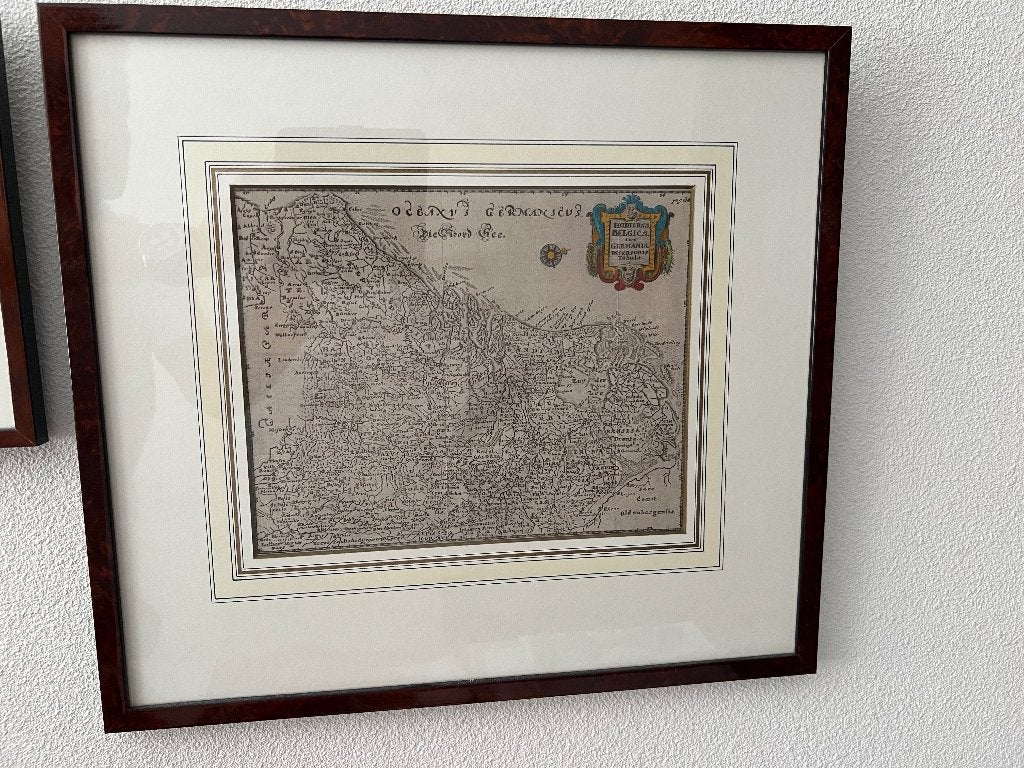 Plattegrond Nederland in fraaie lijst met passe partout, Ophalen, Nieuw, Minder dan 50 cm, Schilderij